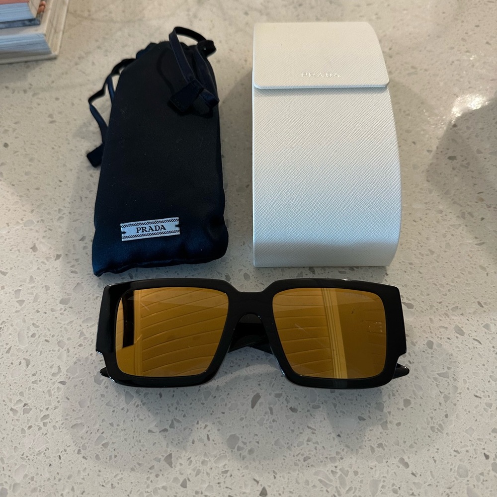 Prada Black Sunglasses with Amber Lenses